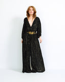 Metallic Stripe Gauze India Palazzo Jumpsuit