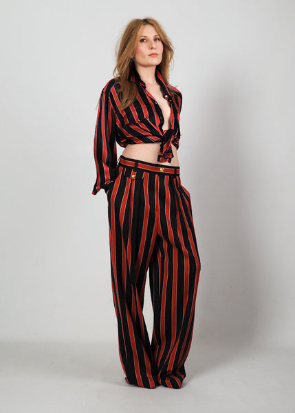 ESCADA Silk Blouse + Wool Trouser Set