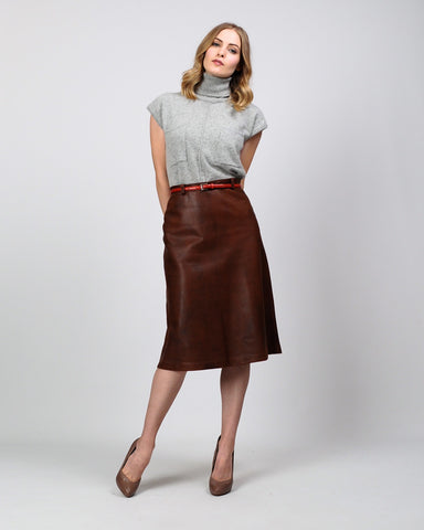 Buttery Soft A-Line Leather Skirt