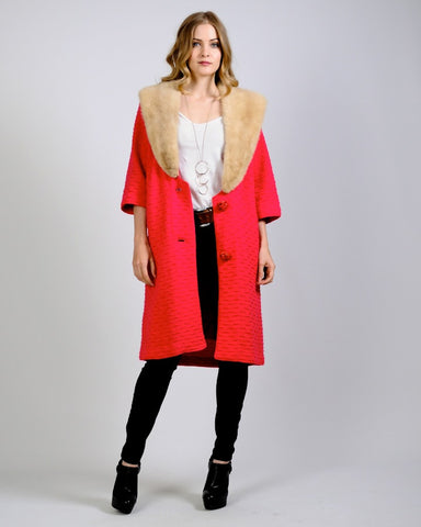 Hand Knit Wool + Mink Fur Sweater Coat