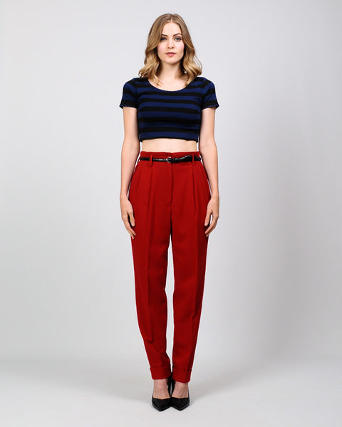 Henri Bendel Red Wool Trousers