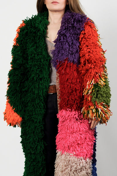 70s Rainbow Shag Carpet Coat