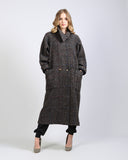 Tweed Wool Asymmetric Cowl Coat