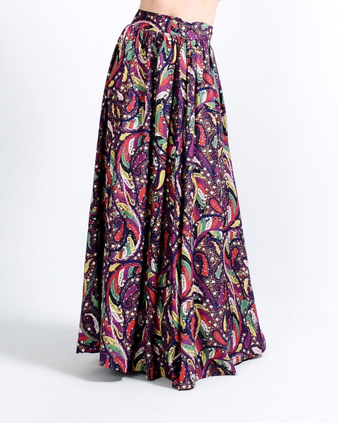1940s Rayon Paisley Maxi Skirt