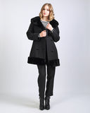Black Sheared Fur + Wool Coat