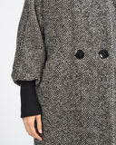 Black + White Tweed Wool Coat