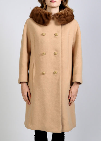 Camel Wool + Mink Fur Coat