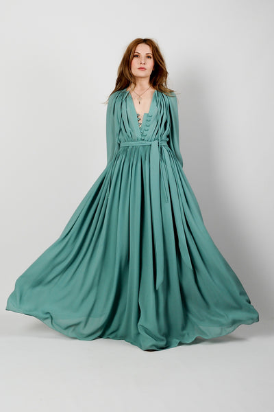 Poet Sleeve Goddess Maxi Dress