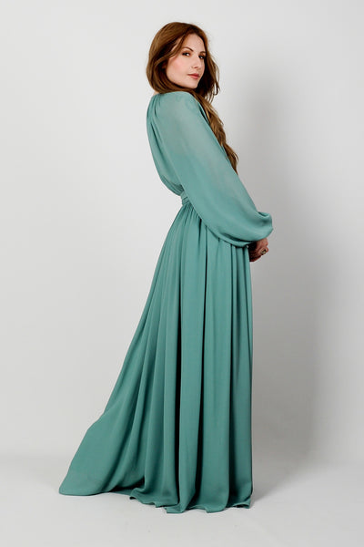 Poet Sleeve Goddess Maxi Dress