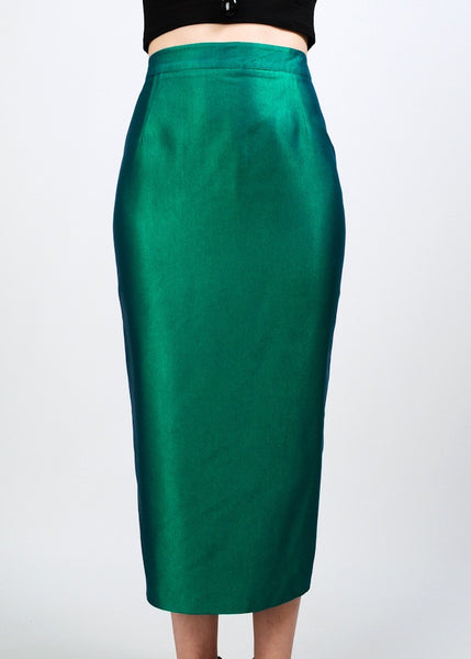 Metallic Beetle Green Pencil Skirt
