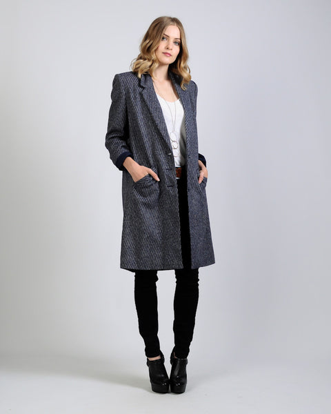 Tweed Wool Long Blazer Jacket