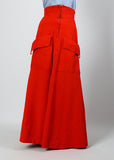 70s Corduroy Corset Waist Maxi Skirt