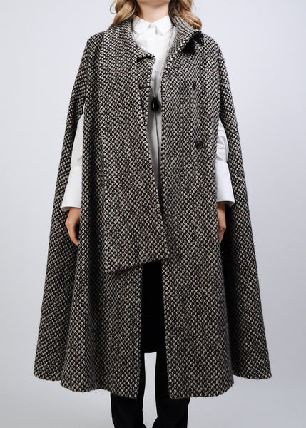 Tweed Wool Scarf Cape